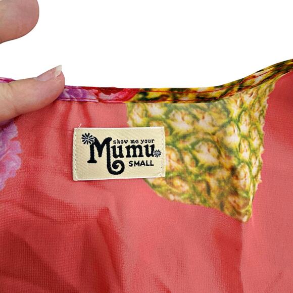 Show Me Your Mumu Kimono Pineapple Print Red Sheer Cover Up *FLAW - Picture 6 of 6